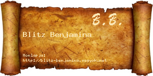 Blitz Benjamina névjegykártya